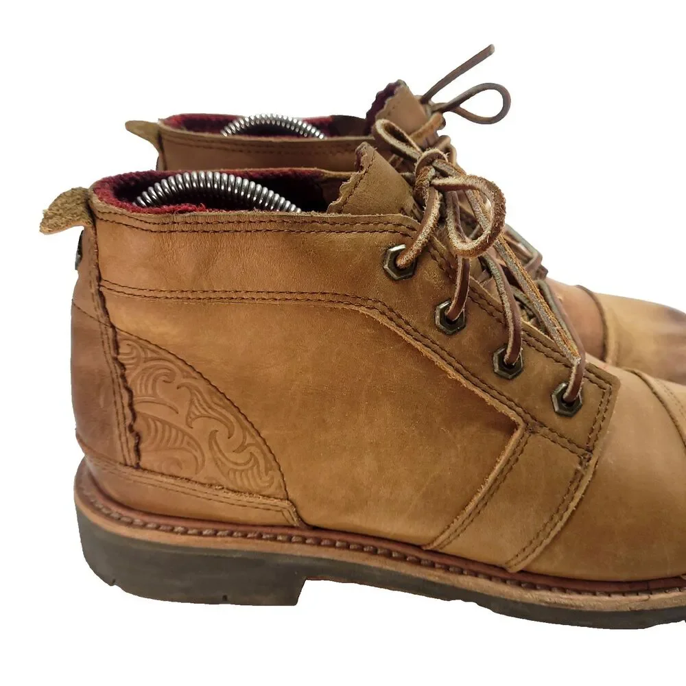 OluKai Mauna Iki leather Chukka boots US 9.5 distressed brown Ankle Wool‎ Lined